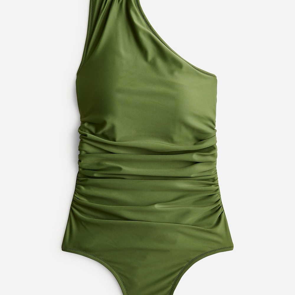 JCREW SWIM Plus SIZE 24 Ruched one-shoulder bc108 Olive womens NWT